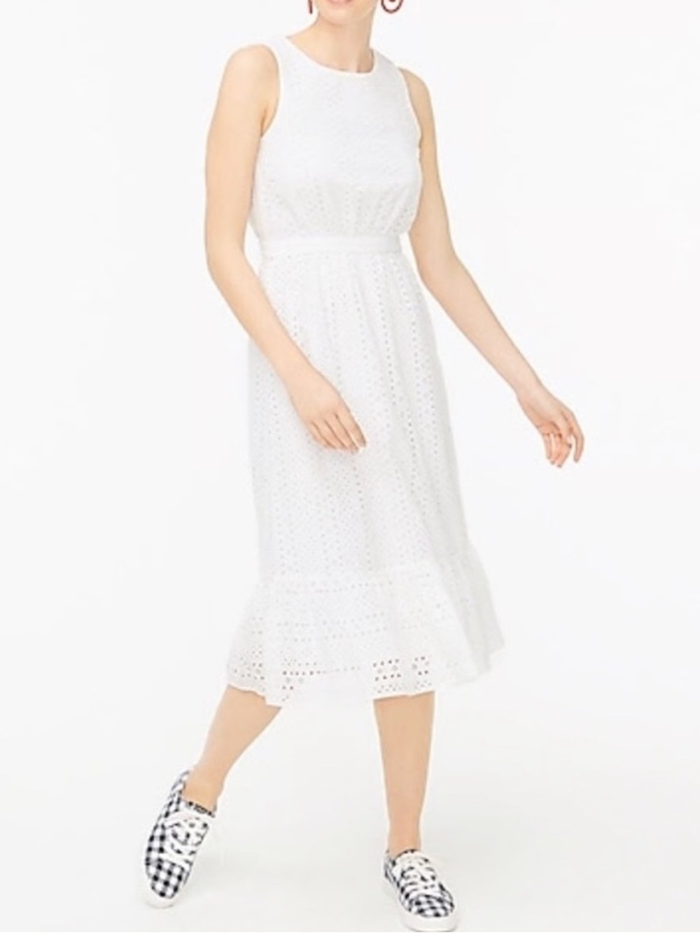 JCrew white eyelet midi dress